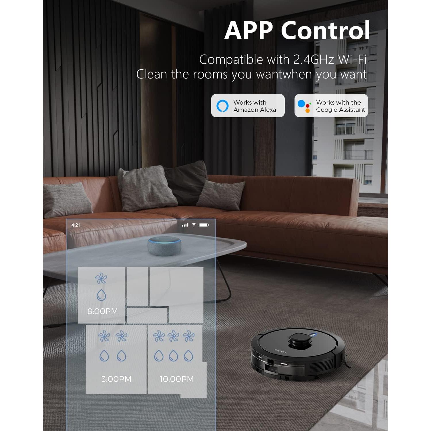 G3 Robot Vacuum & Mop Combo with Self Emptying, 4000Pa Suction, Lidar Navigation Smart Mapping, 60-Day Capacity, Compatible Alexa, Robotic Cleaner Ideal for Pet Hair, Hard Floor Carpet, Black