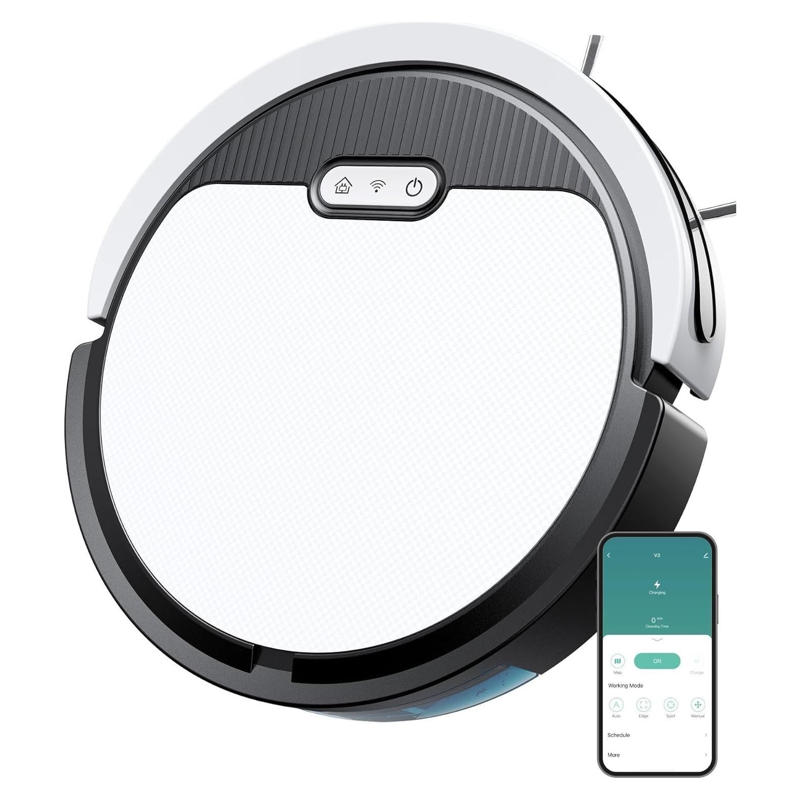 Aspiradora Robot Kipvvo V3 3 en 1, Succión 5000Pa, Control WiFi