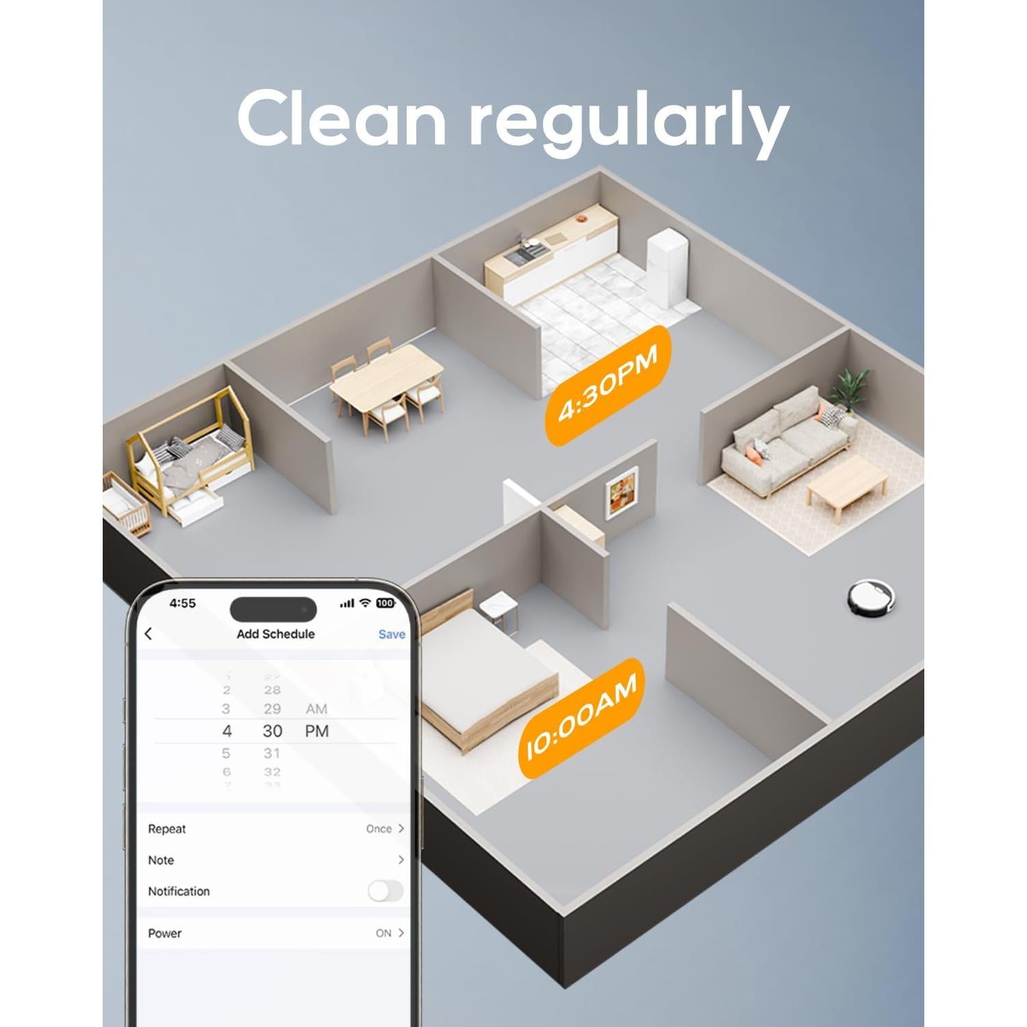Aspiradora Robot Kipvvo V3 3 en 1, Succión 5000Pa, Control WiFi