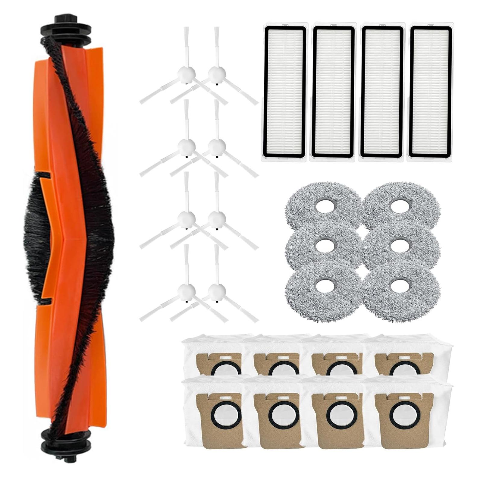 Kit de Accesorios para Aspiradora Huayuwa X20+ X10+ - 1 Cepillo Principal, 8 Laterales, 4 Filtros, 6 Paños, 8 Bolsas