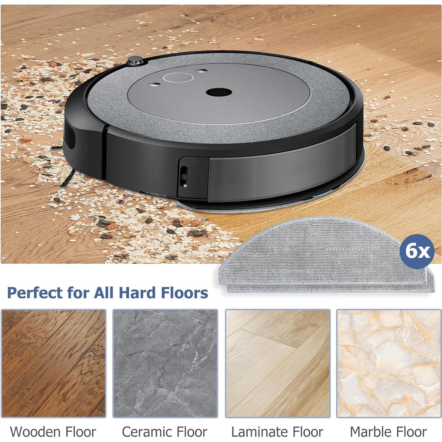 Paquete de 6 almohadillas de trapeador Penkineer para Roomba i5/j5