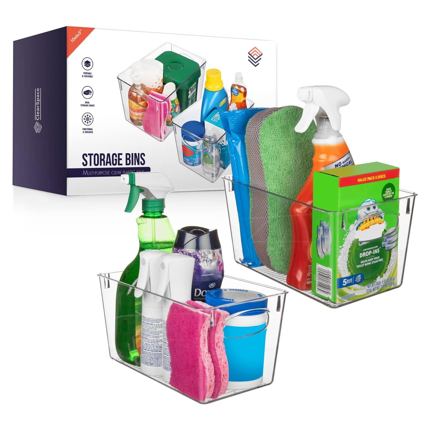 Bins de Almacenamiento Transparentes ClearSpace - 2 Unidades 25.4x15.2x12.7 cm