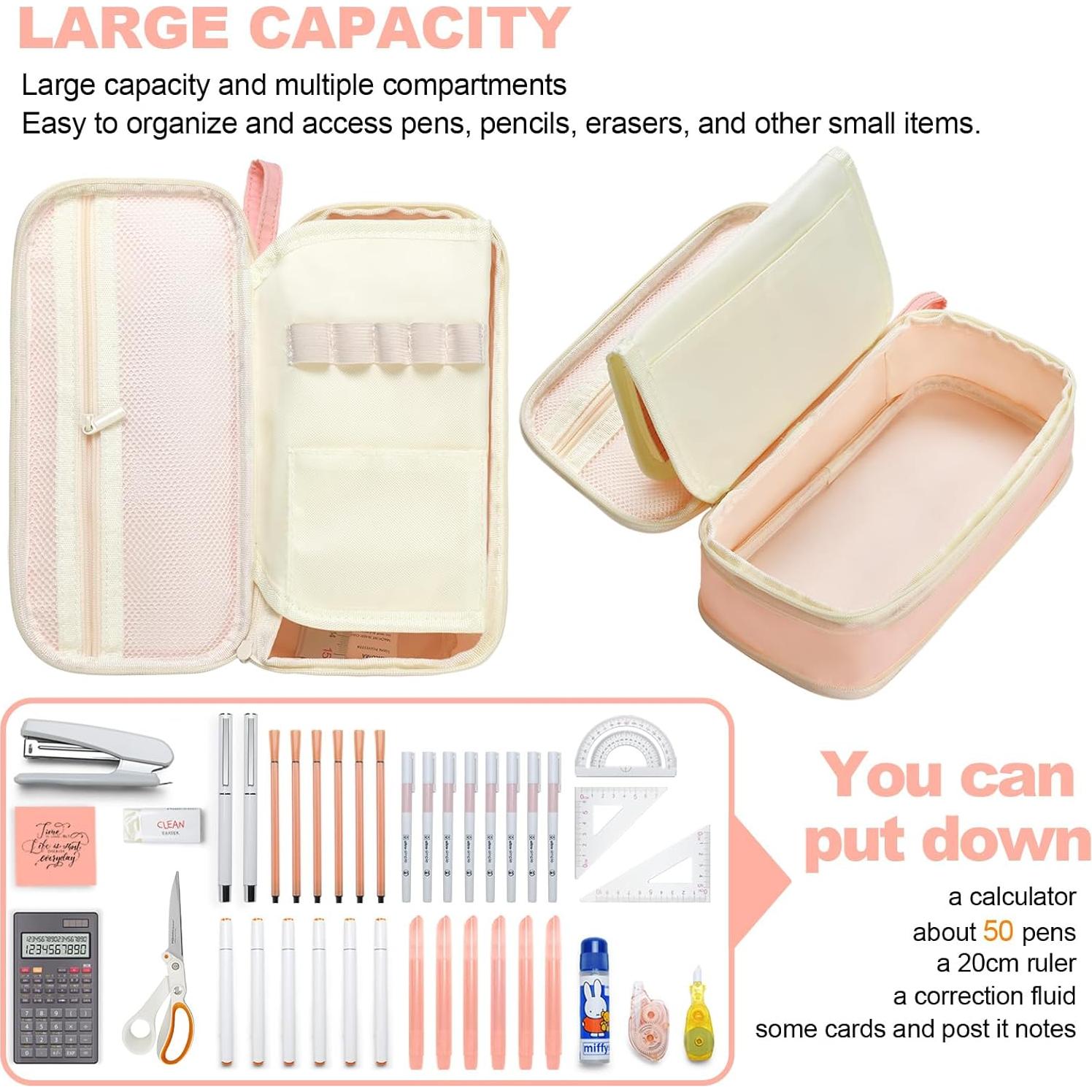 Estuche de Lápices YOKUMA Rosa Gran Capacidad Kawaii