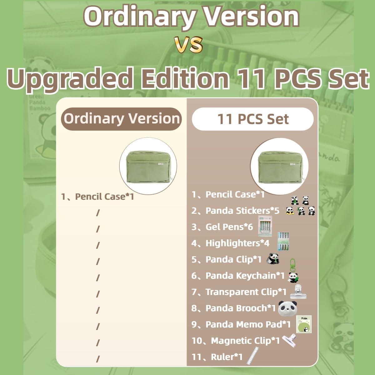 Estuche de Lápices Kawaii 11 PCS - Bolsa de Lona Verde
