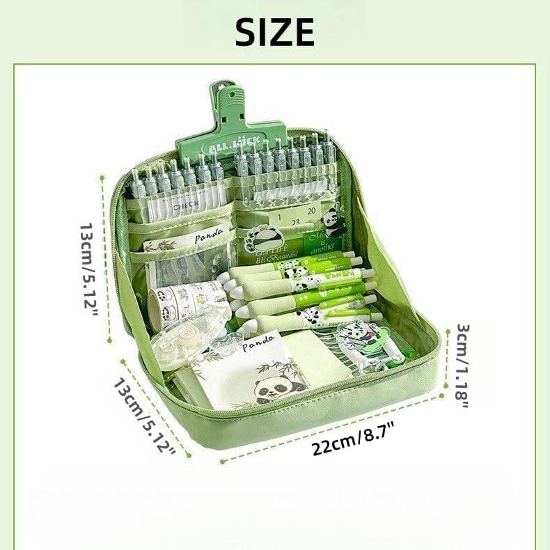 Estuche de Lápices Kawaii 11 PCS - Bolsa de Lona Verde