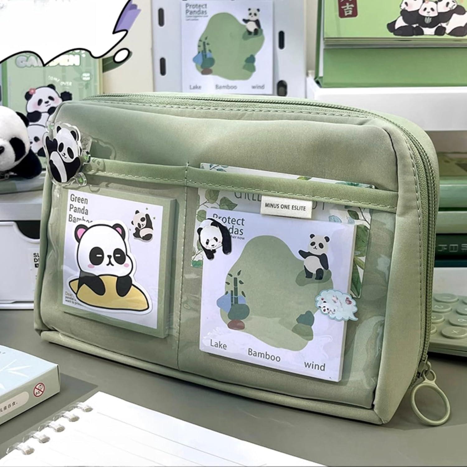 Estuche de Lápices Kawaii 11 PCS - Bolsa de Lona Verde