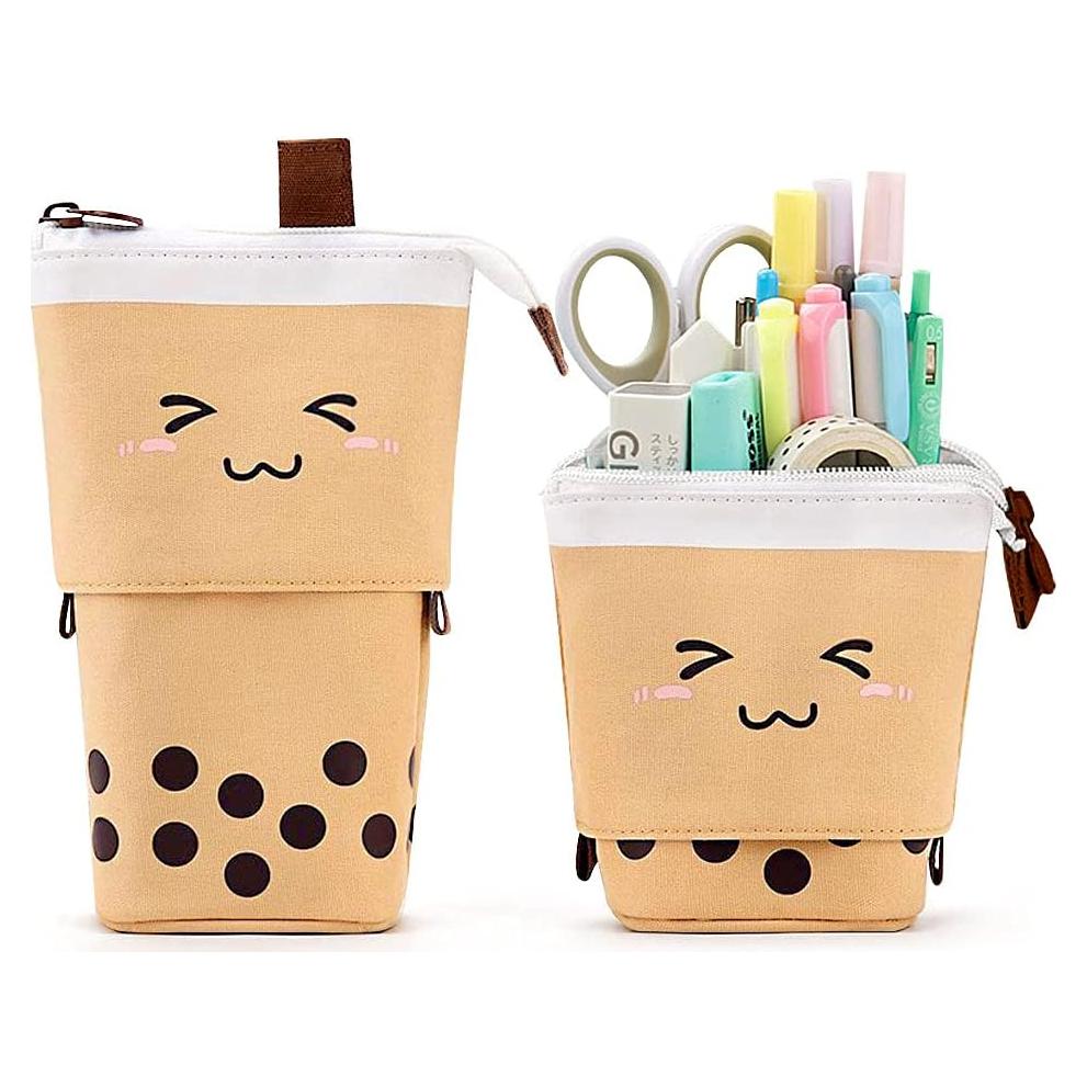 Estuche de Lápices KPX Kawaii Marrón Organizador 17.8x12.9 cm