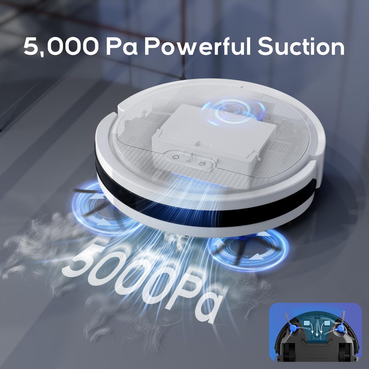 Robot Aspiradora Pureatic V3 2 en 1, 5000Pa, Control APP