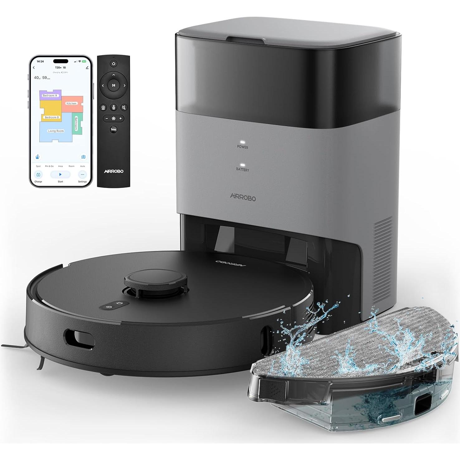 AIRROBO T20+ Robot Vacuum and Mop with Self-Empty Base 丨1 Pcs Replacement Rolling Main Brush T20+