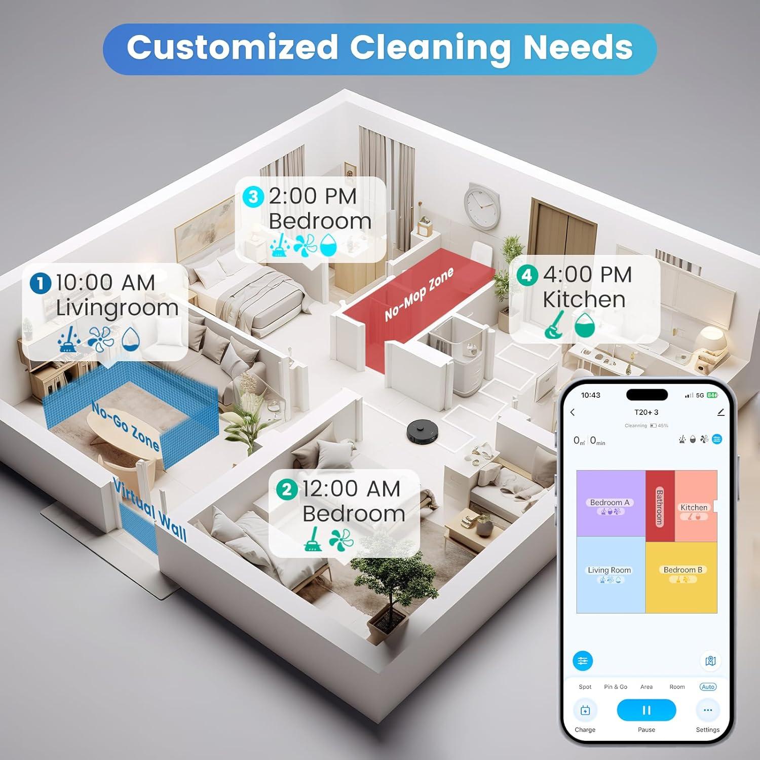 AIRROBO T20+ Robot Vacuum and Mop with Self-Empty Base 丨1 Pcs Replacement Rolling Main Brush T20+