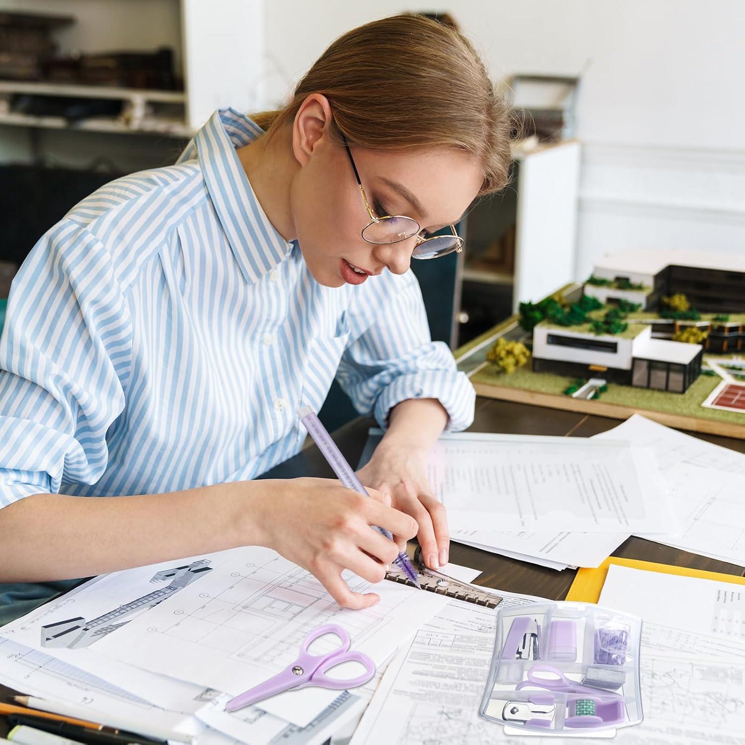 Kit de Suministros de Oficina Colarr Mini Púrpura 12 Piezas