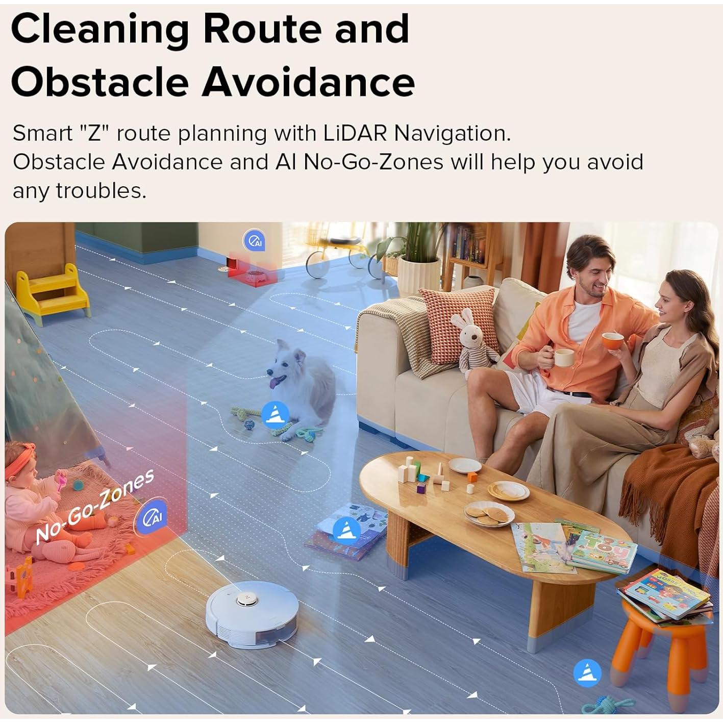 roborock Q8 Max Robot Vacuum and Mop Cleaner with 2Pcs Washable Filter Replacement Bundle