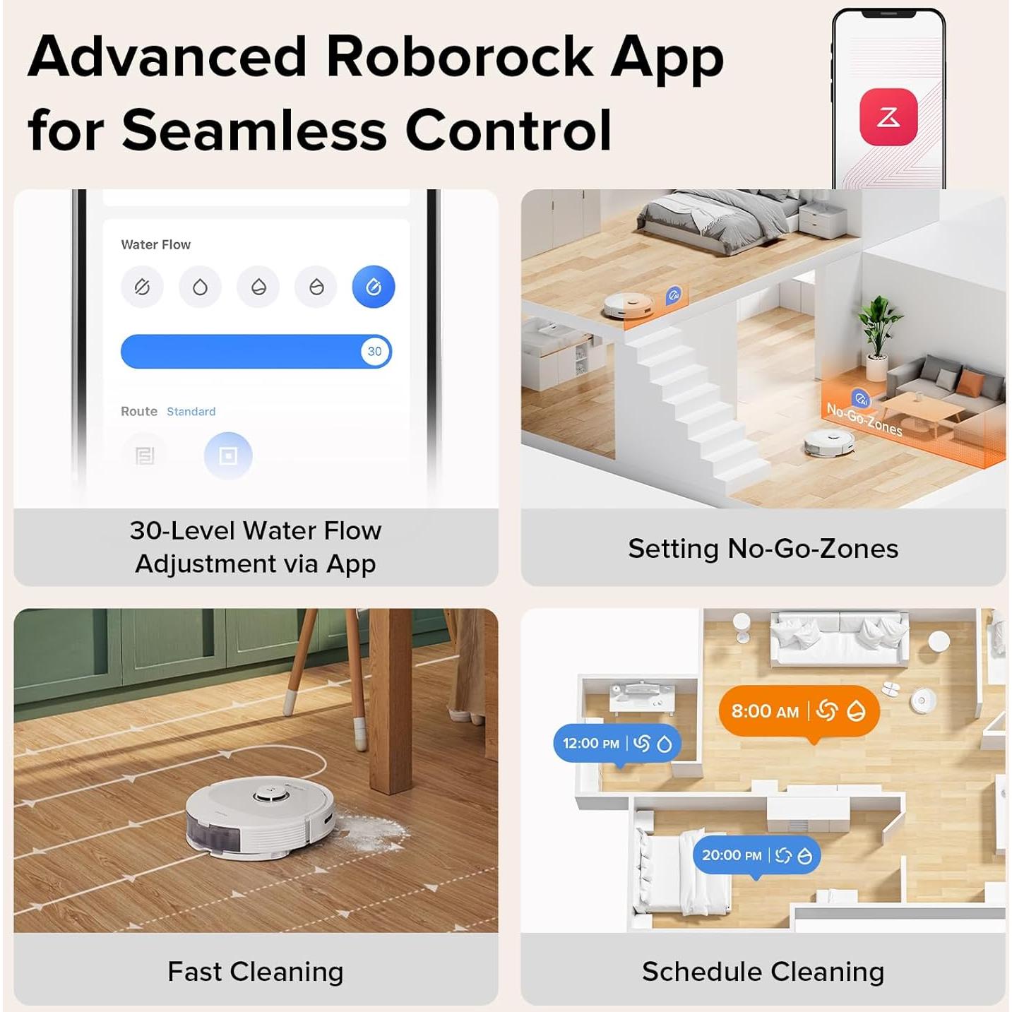 roborock Q8 Max Robot Vacuum and Mop Cleaner with 2Pcs Side Brushes Replacement Bundle