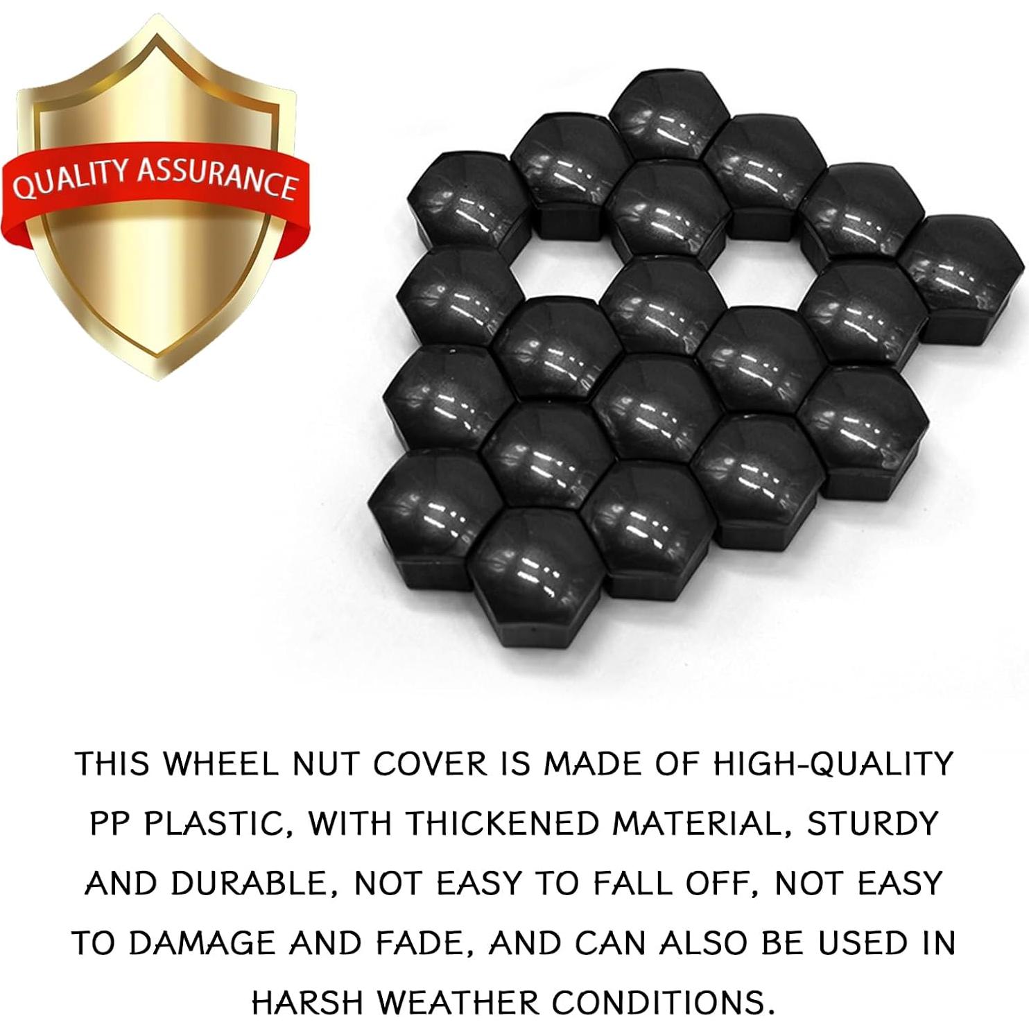 Cubiertas de Tuercas de Rueda QQWD 17mm 20 Piezas Negro