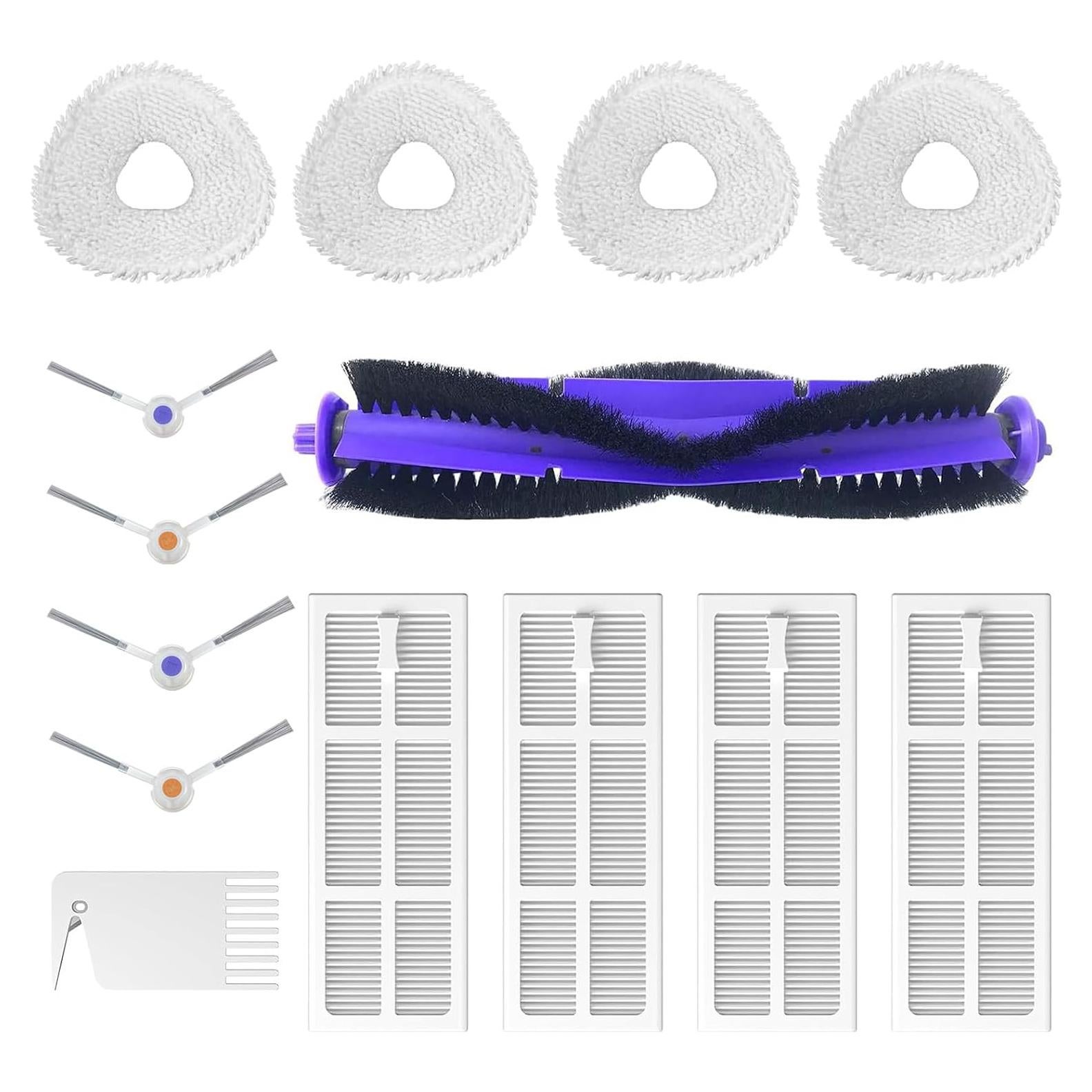 Kit de Repuestos para Aspiradora Robot LUZMQ Narwal Freo - 1 Cepillo Principal, 4 Filtros HEPA, 4 Paños de Mopa, 4 Cepillos Laterales