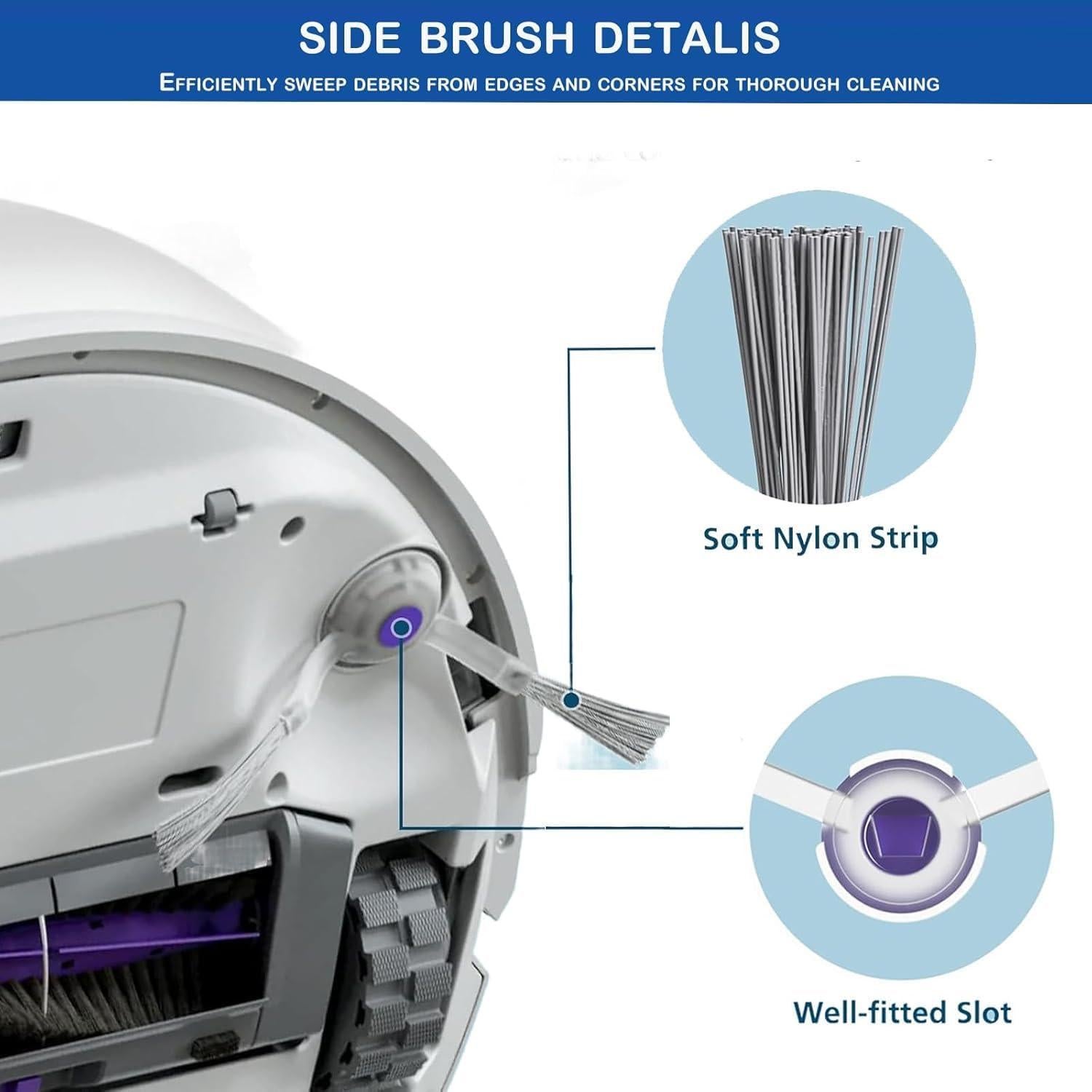 Kit de Repuestos para Aspiradora Robot LUZMQ Narwal Freo - 1 Cepillo Principal, 4 Filtros HEPA, 4 Paños de Mopa, 4 Cepillos Laterales