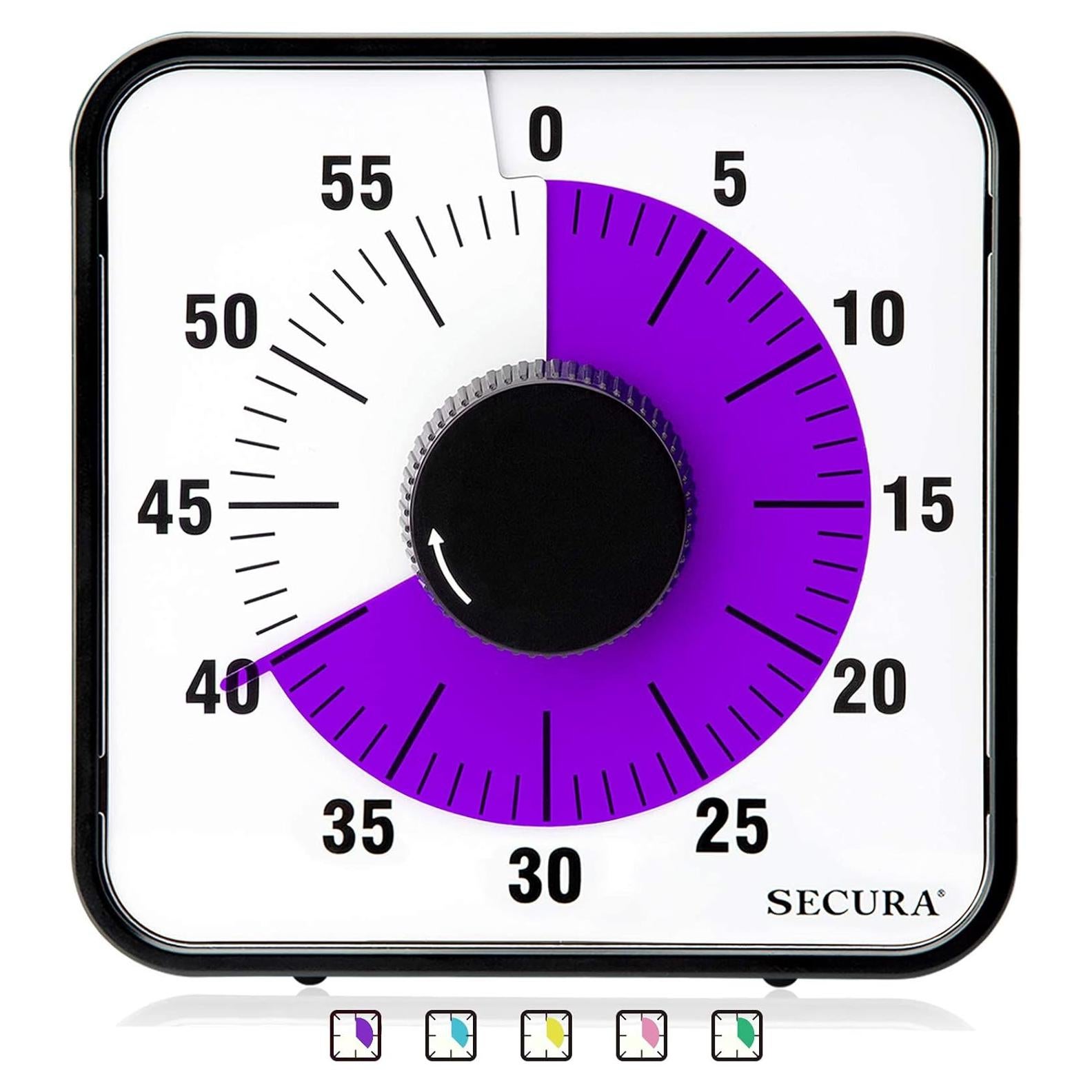 Temporizador Visual Secura 60 Minutos 19 cm Mecánico Púrpura