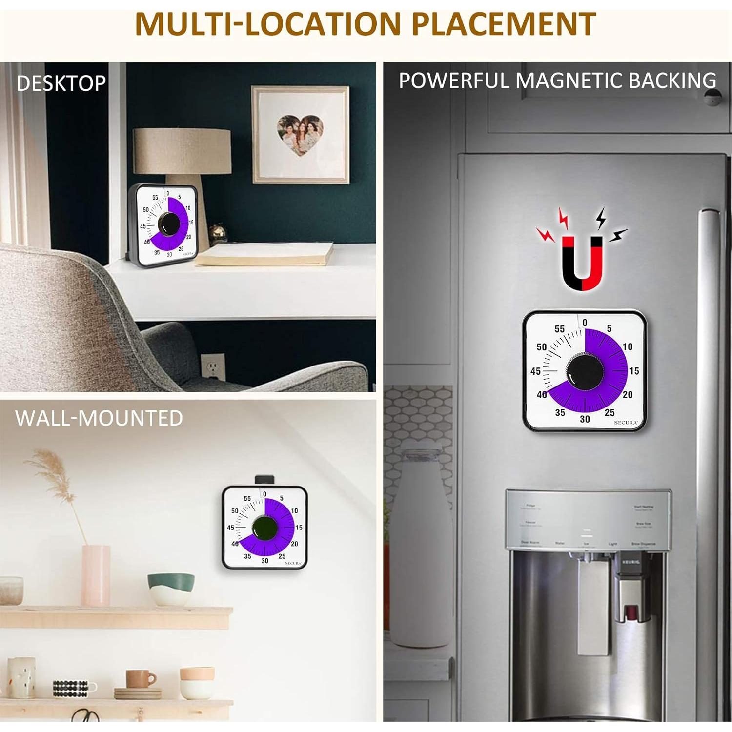 Temporizador Visual Secura 60 Minutos 19 cm Mecánico Púrpura