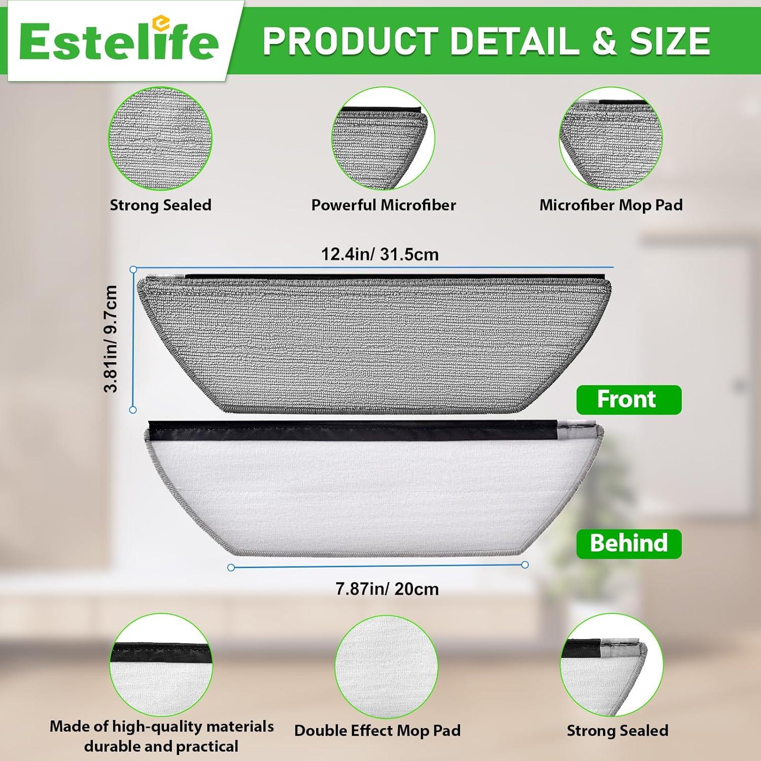 Paquete de 4 almohadillas de mopa Estelife RV2820YE Microfibra