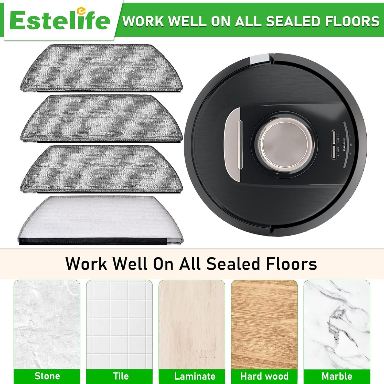 Paquete de 4 almohadillas de mopa Estelife RV2820YE Microfibra