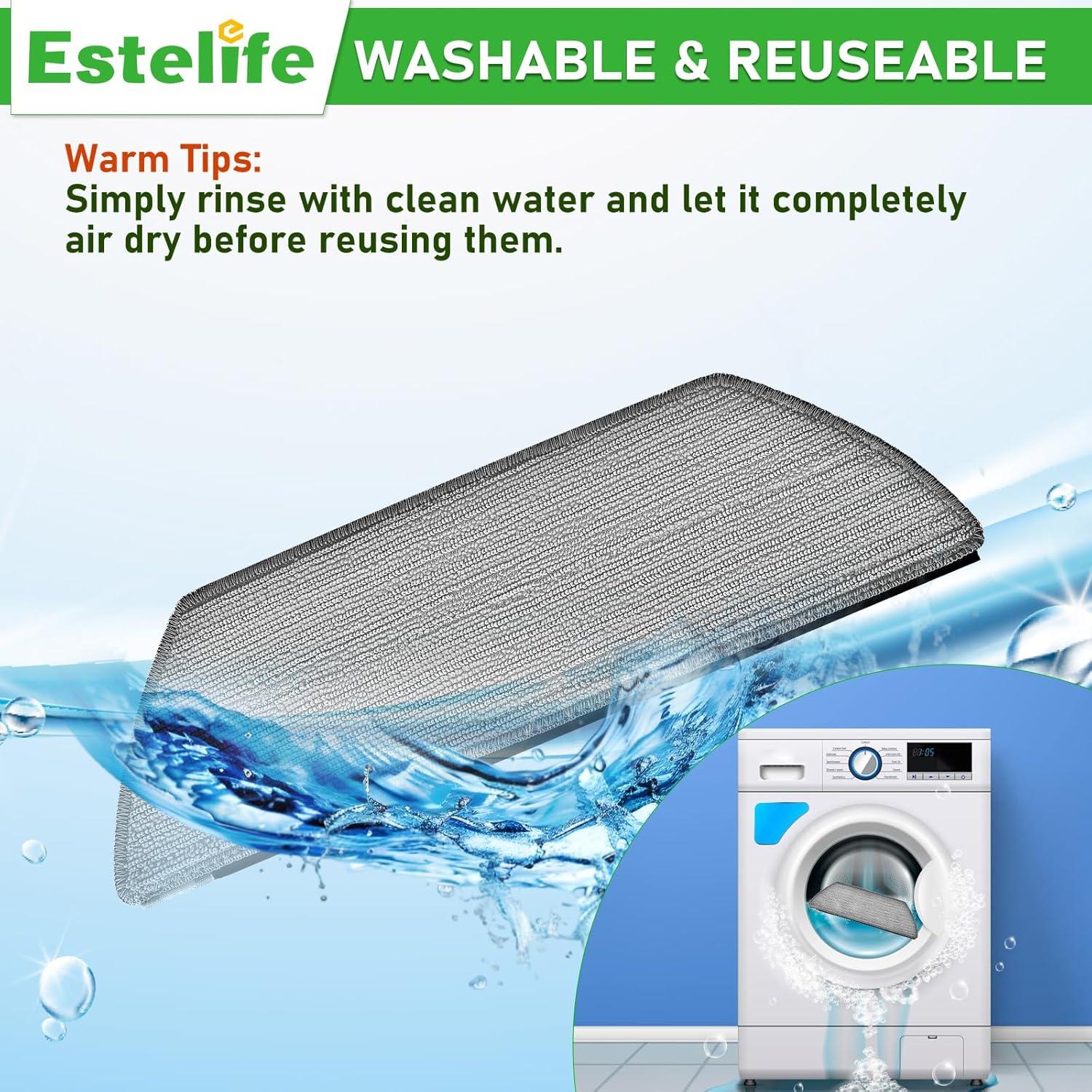 Paquete de 4 almohadillas de mopa Estelife RV2820YE Microfibra