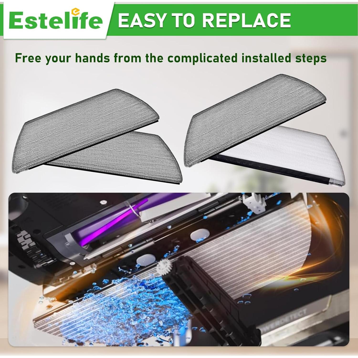 Paquete de 4 almohadillas de mopa Estelife RV2820YE Microfibra