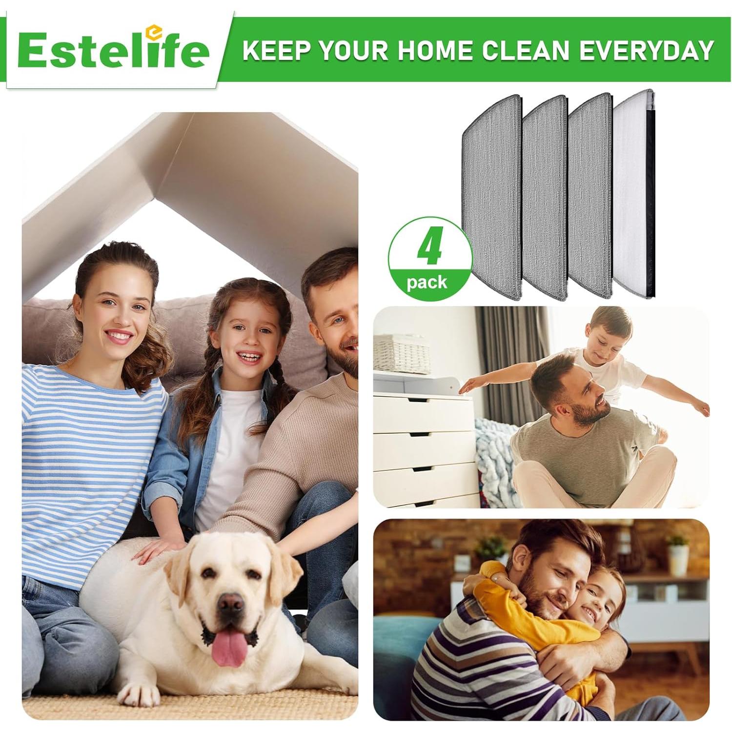 Paquete de 4 almohadillas de mopa Estelife RV2820YE Microfibra