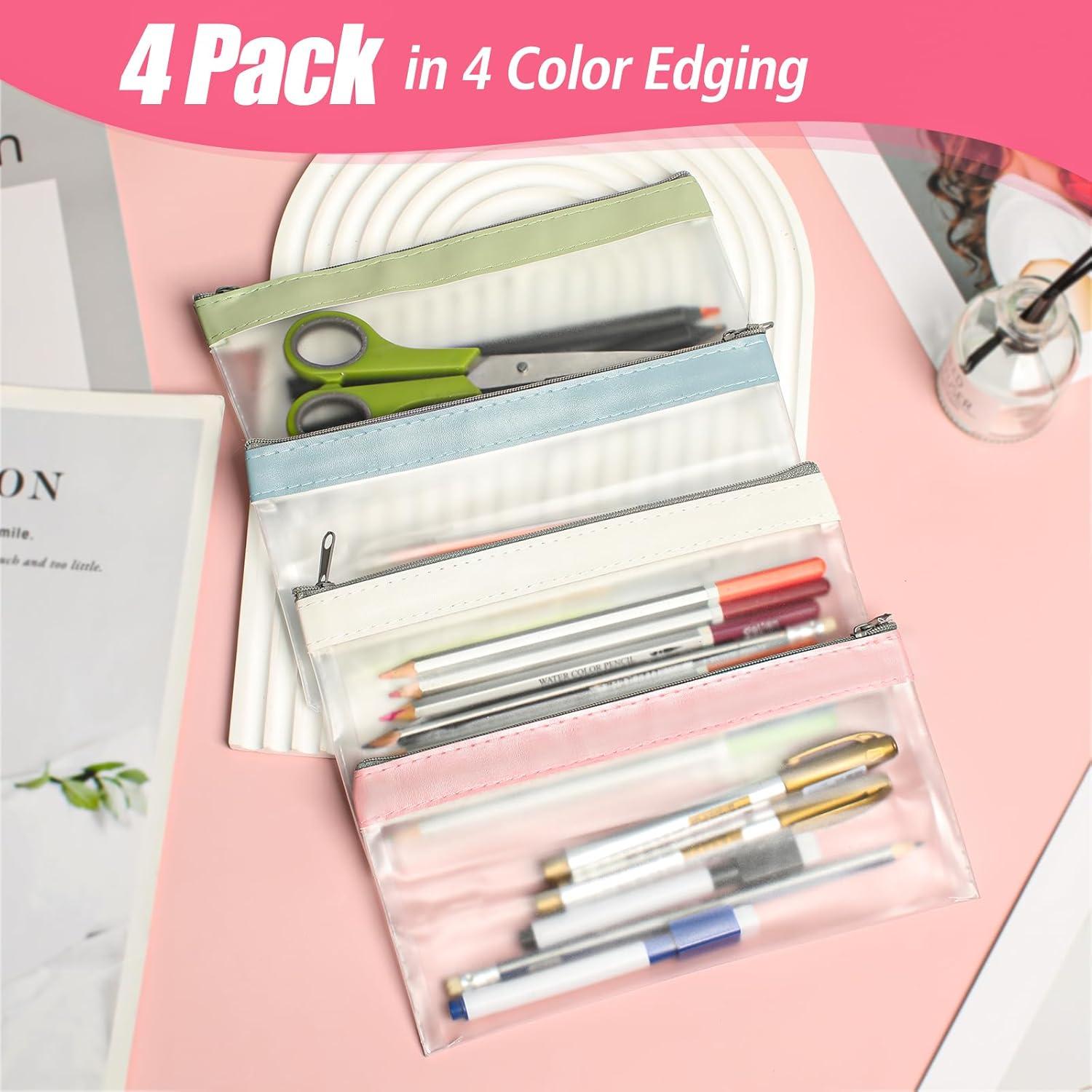 Paquete de 4 estuches de lápiz transparentes Shenzhenshi 20x10 cm