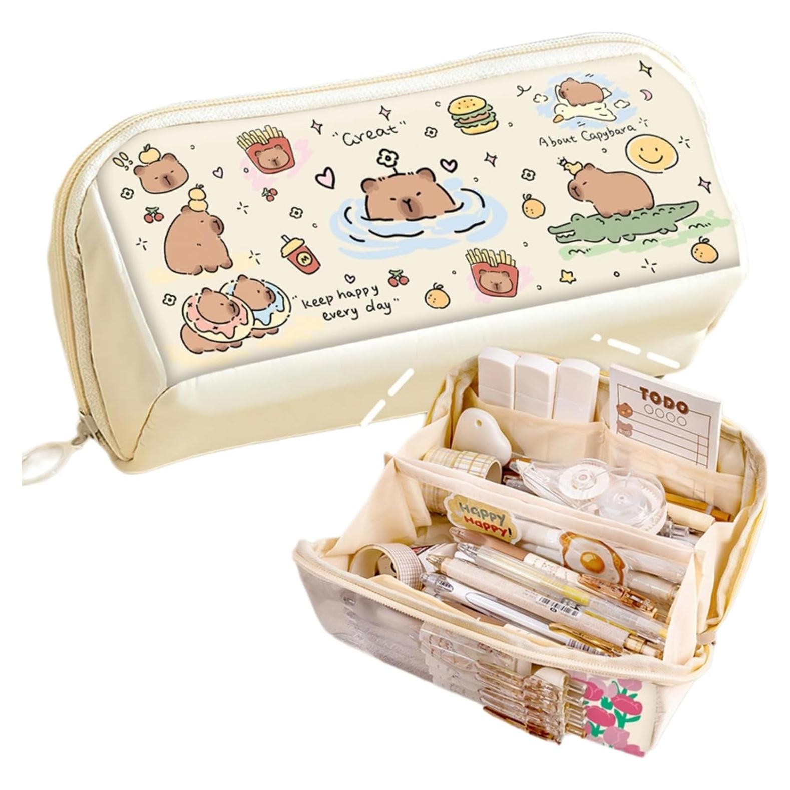 Estuche de Lápices YANDM Beige-2 Multi-Capa 26x10cm