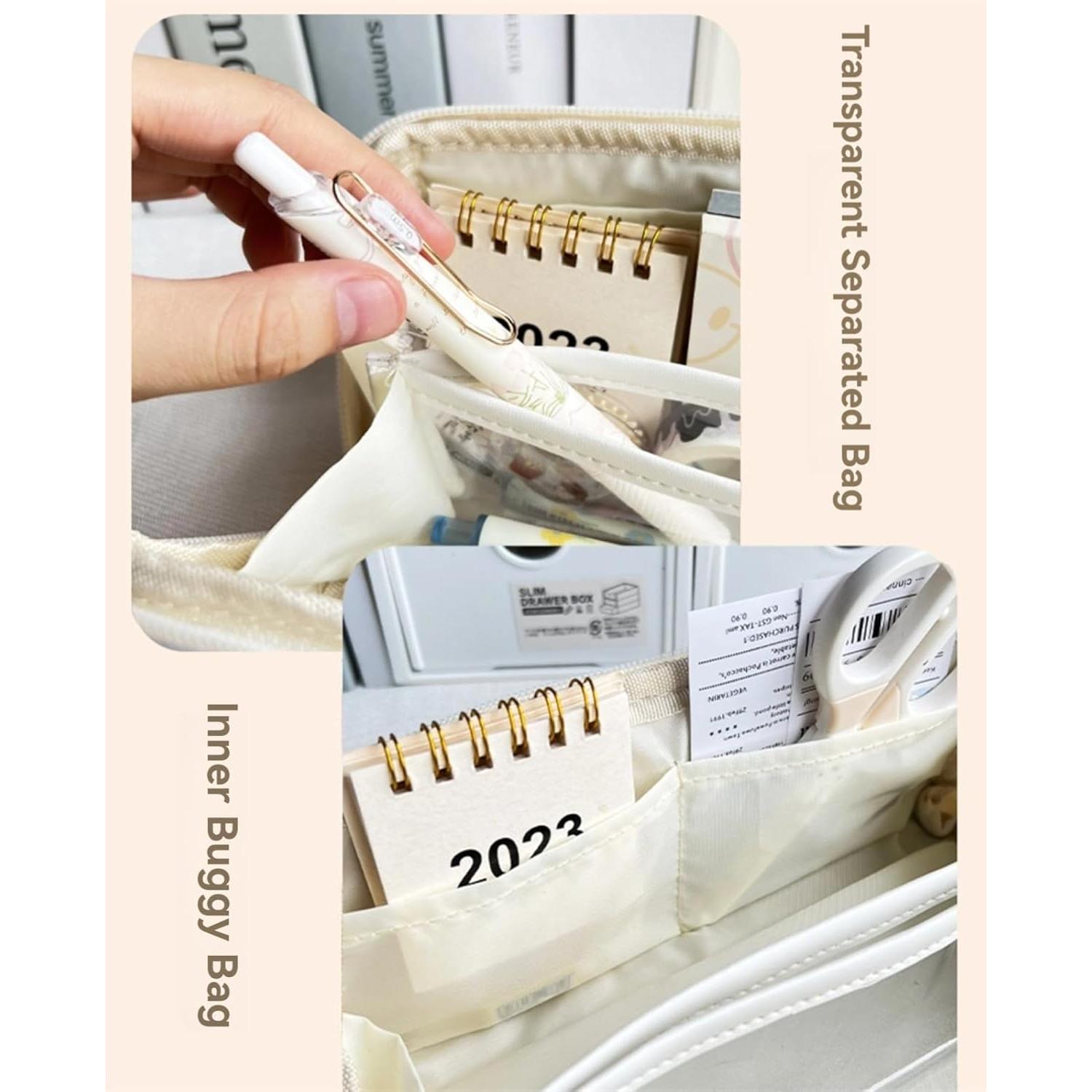 Estuche de Lápices YANDM Beige-2 Multi-Capa 26x10cm