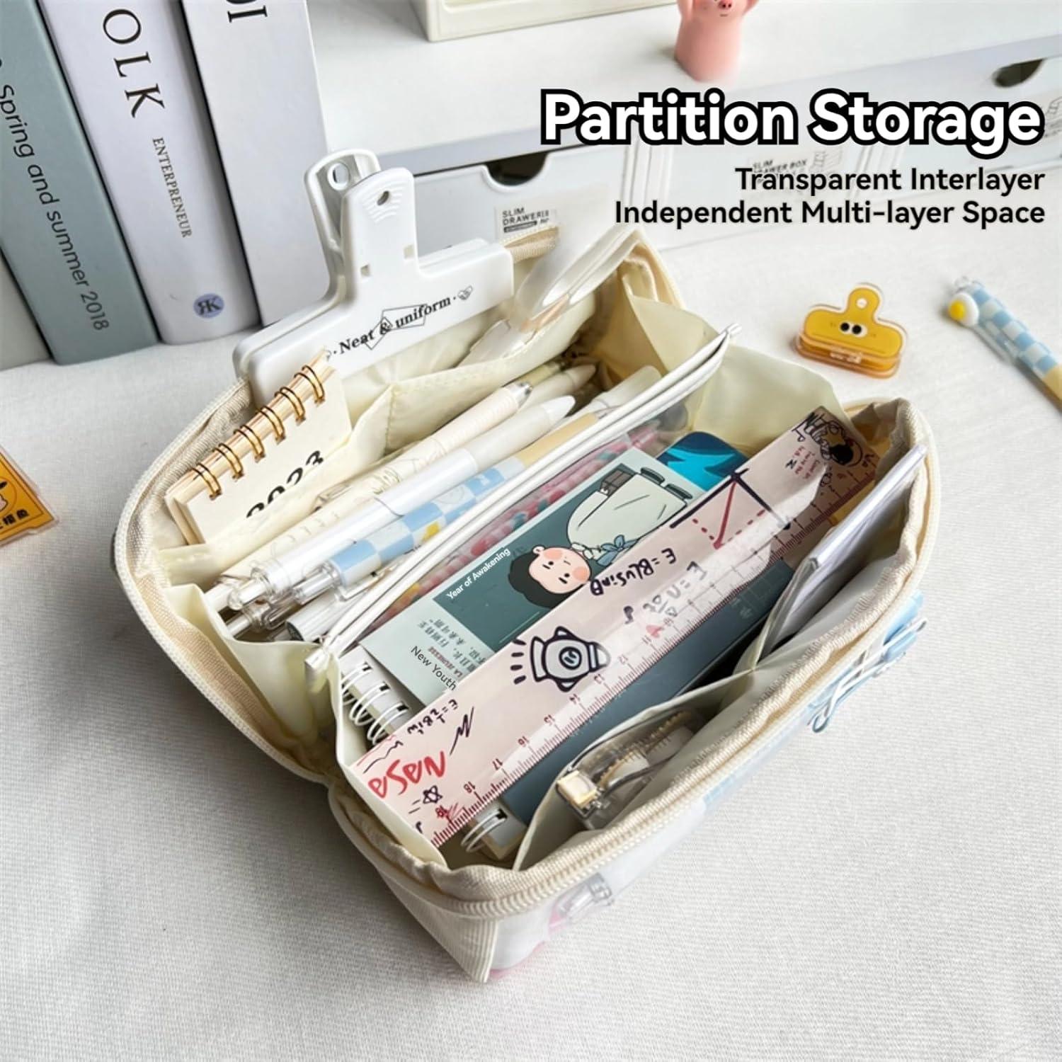 Estuche de Lápices YANDM Beige-2 Multi-Capa 26x10cm