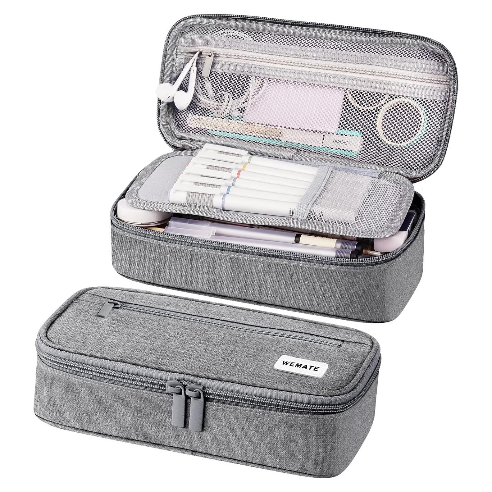 Estuche Grande WEMATE para Lápices 22.86x10.92cm Gris Claro