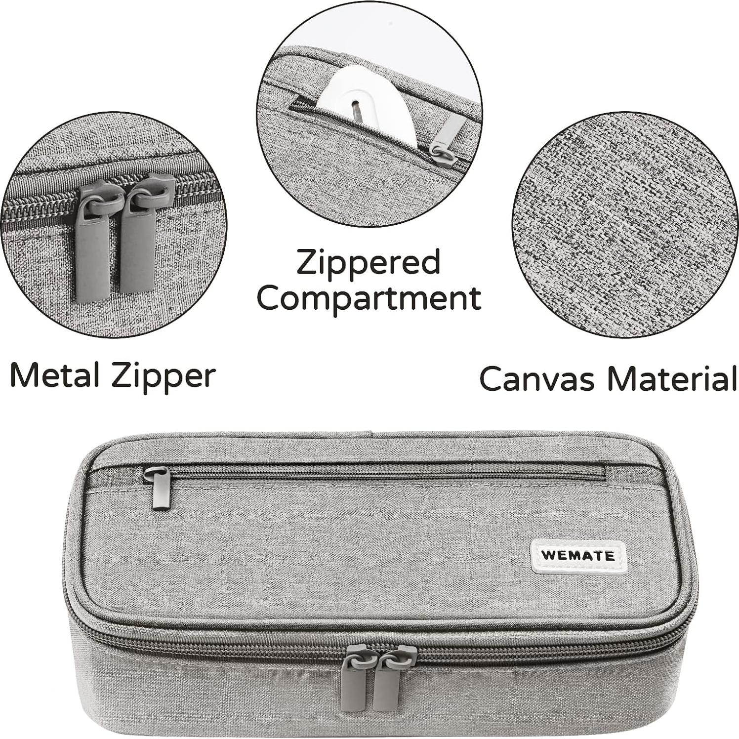 Estuche Grande WEMATE para Lápices 22.86x10.92cm Gris Claro
