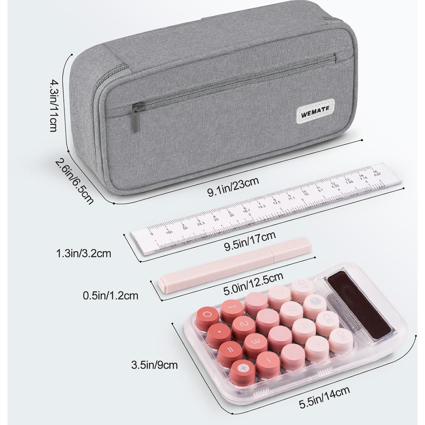 Estuche Grande WEMATE para Lápices 22.86x10.92cm Gris Claro