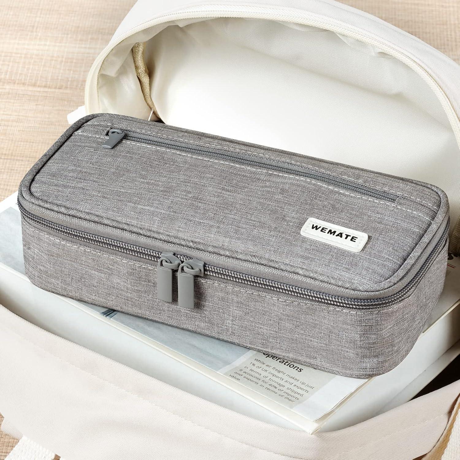 Estuche Grande WEMATE para Lápices 22.86x10.92cm Gris Claro