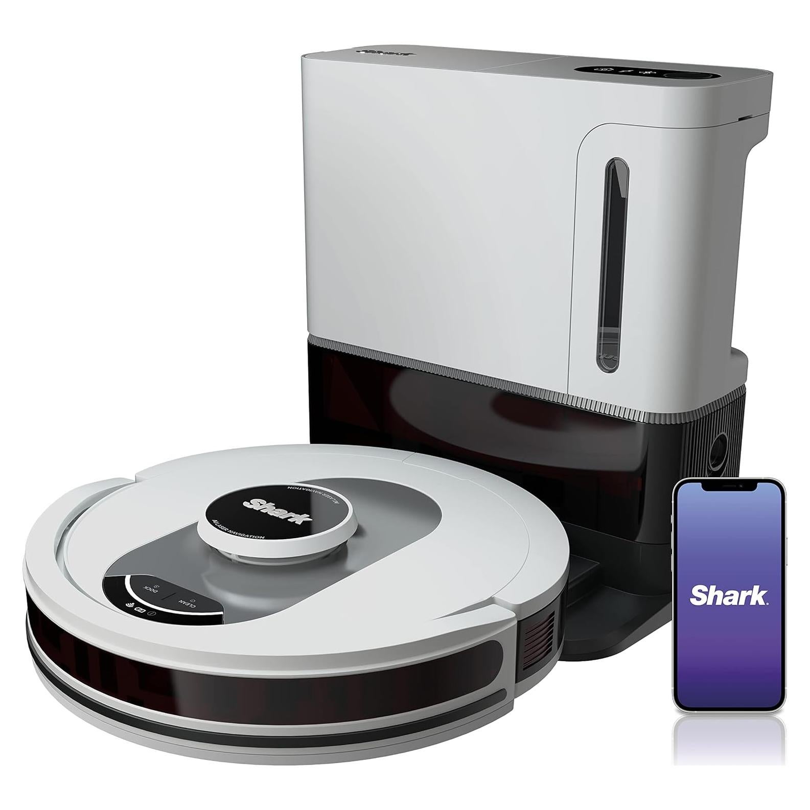 Shark AV2511AE/AV251WA AI Ultra Robot Vacuum, with Matrix Clean, Home Mapping, 60-Day Capacity Bagless Self Empty Base, Perfect for Pet Hair, Wifi, Compatible with Alexa, Black/Silver (Renewed)