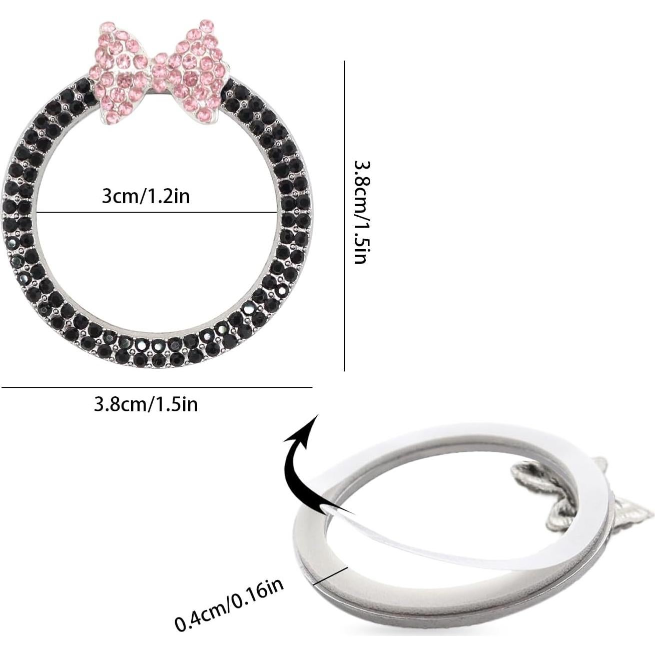 Anillo de Encendido de Coche ORIESSE con Lazo Rosa y Rhinestones