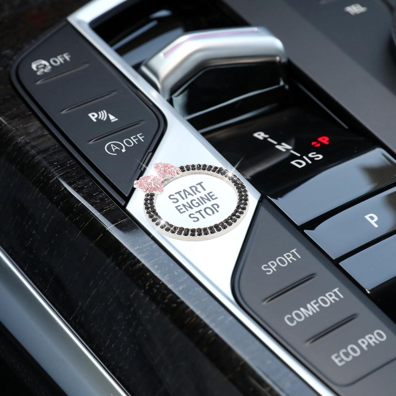 Anillo de Encendido de Coche ORIESSE con Lazo Rosa y Rhinestones
