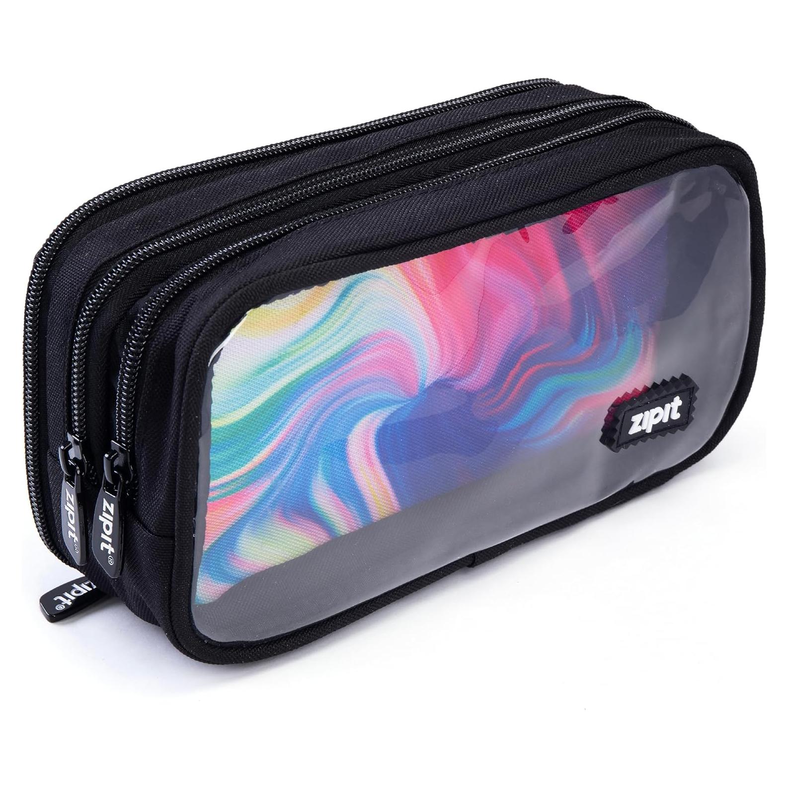 Estuche de Lápices ZIPIT Half & Half Negro Brillante