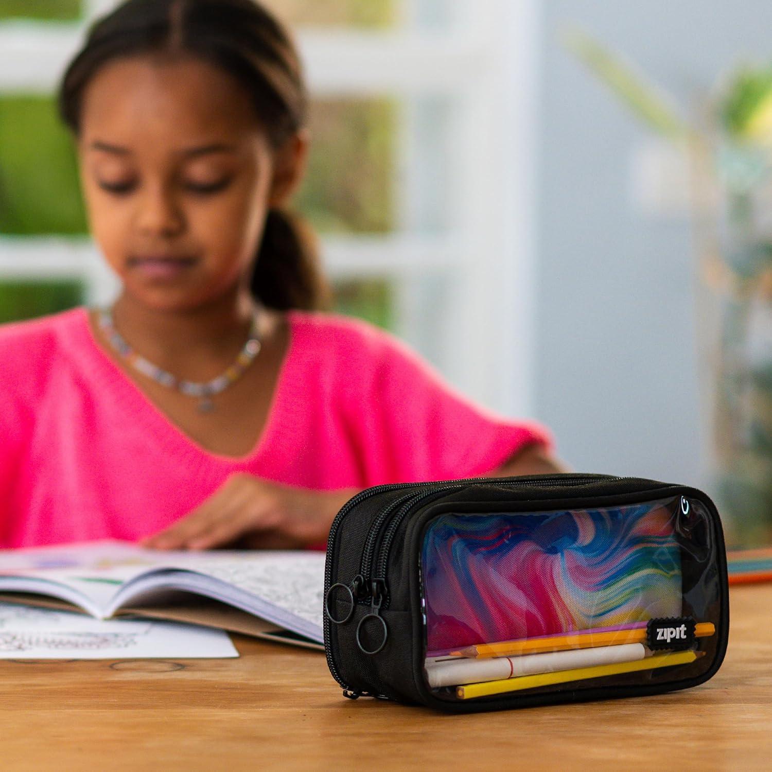 Estuche de Lápices ZIPIT Half & Half Negro Brillante