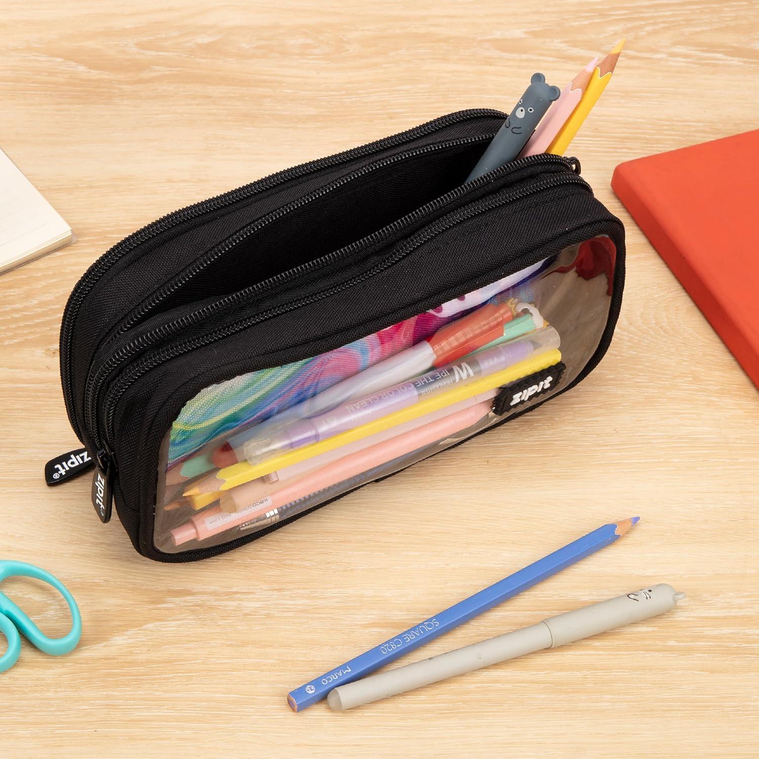 Estuche de Lápices ZIPIT Half & Half Negro Brillante