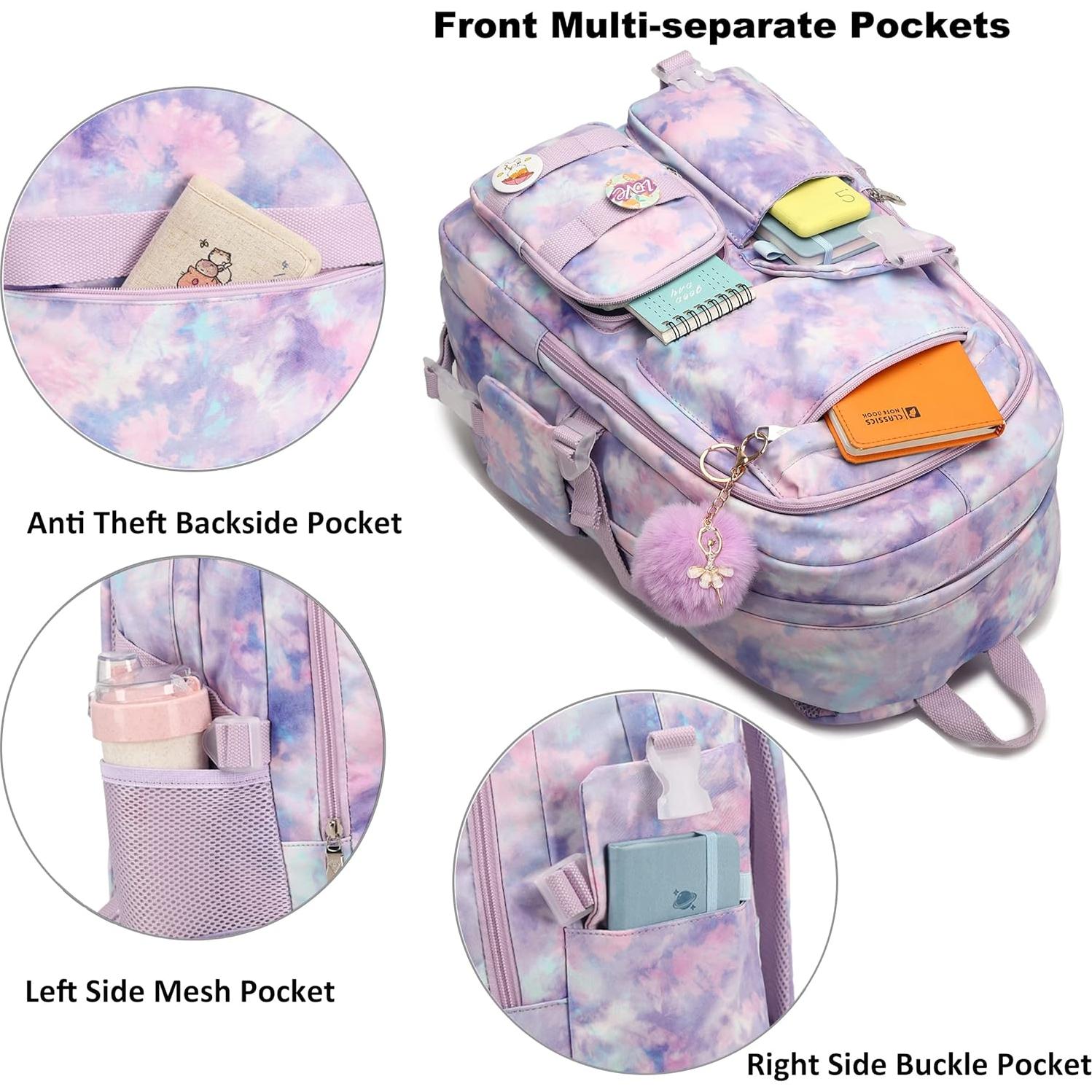 Mochila Hidds para Laptop 16" Antirrobo Tie-Dye Púrpura