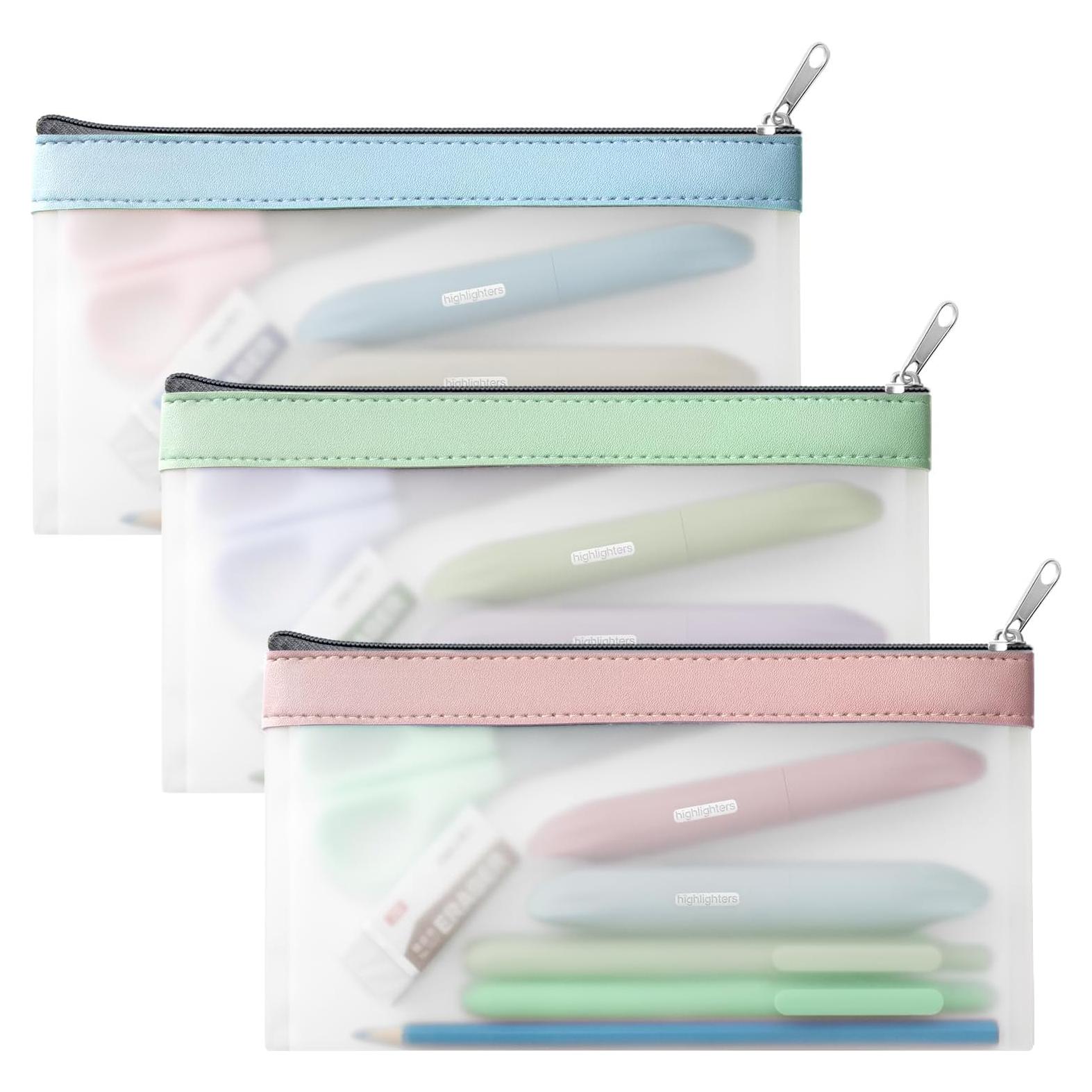 Estuche de Lápices Transparente Timart - Set de 3 Colores