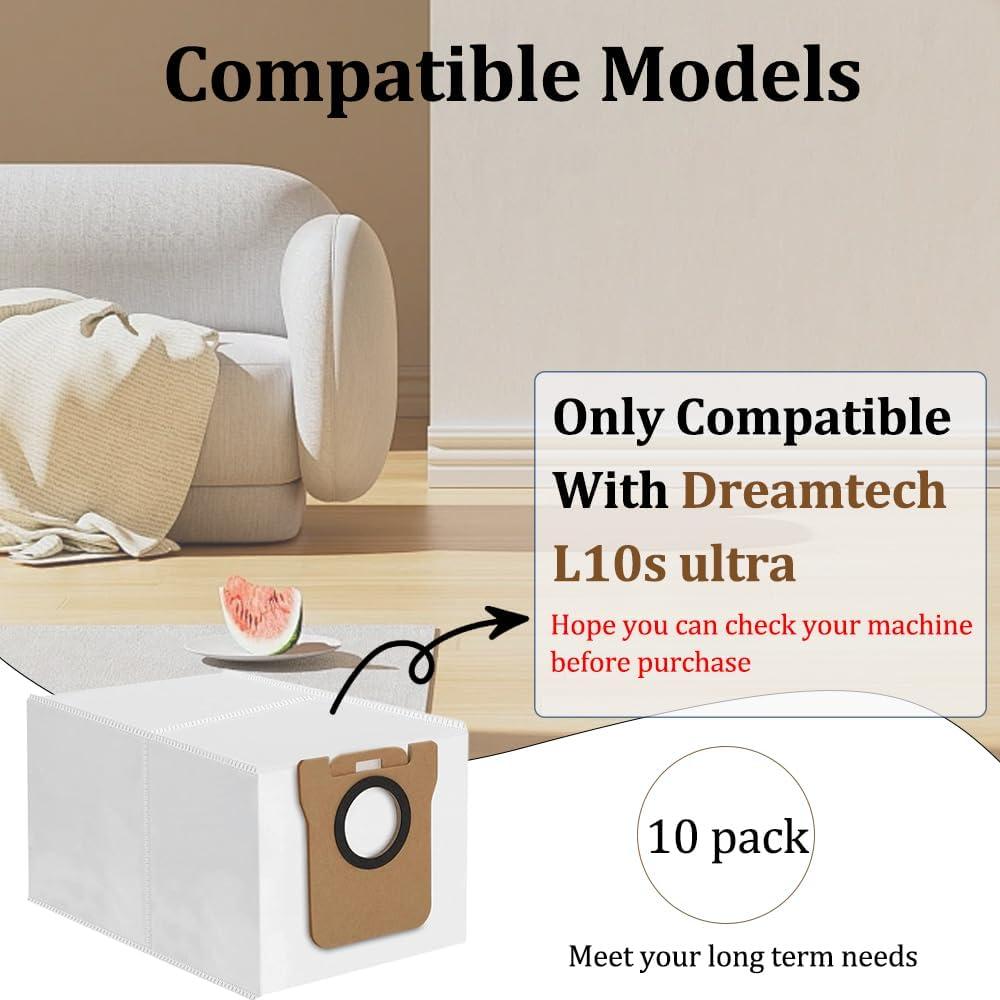 10 Bolsas de Polvo Desechables Zengerent para Dreametech L10S Ultra