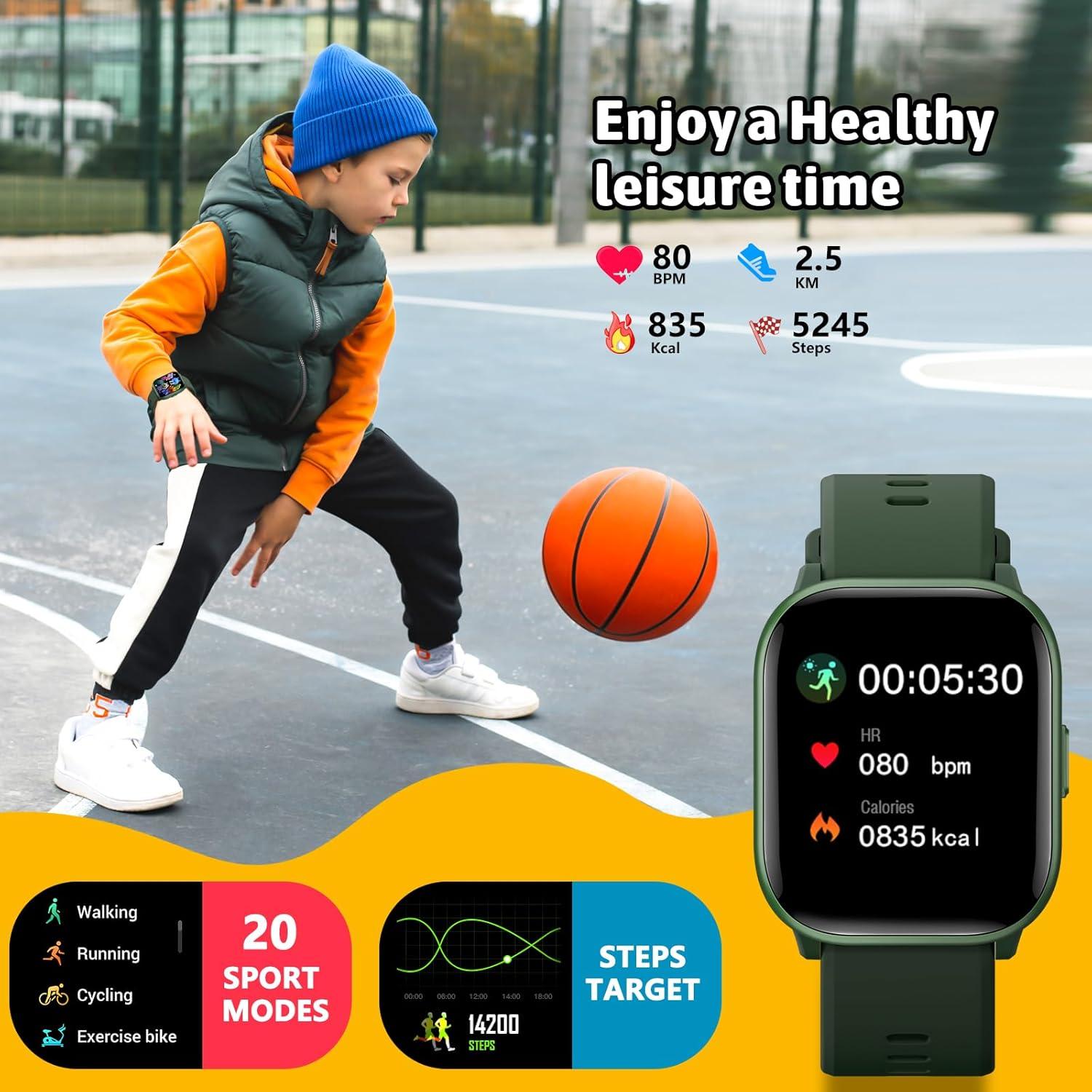 Reloj Inteligente HENGTO W99 para Niños Verde 20 Modos