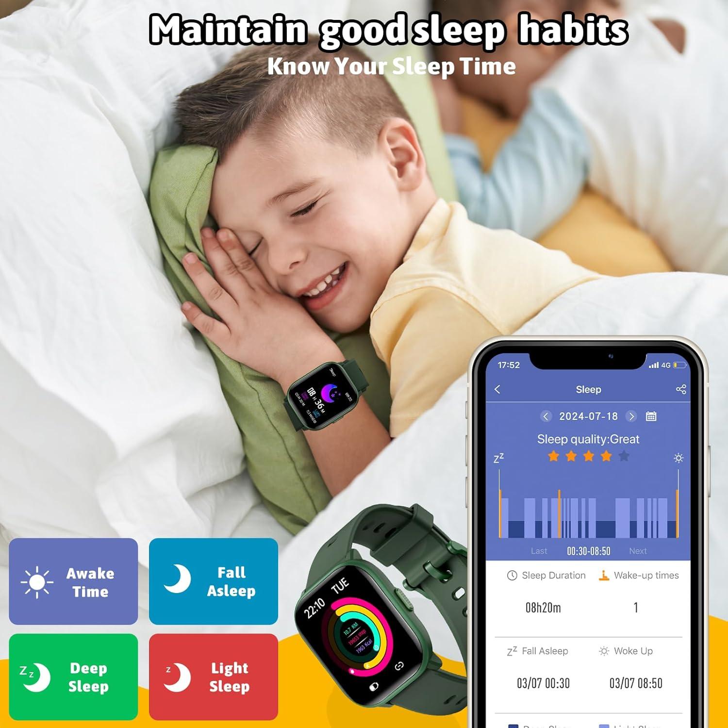 Reloj Inteligente HENGTO W99 para Niños Verde 20 Modos