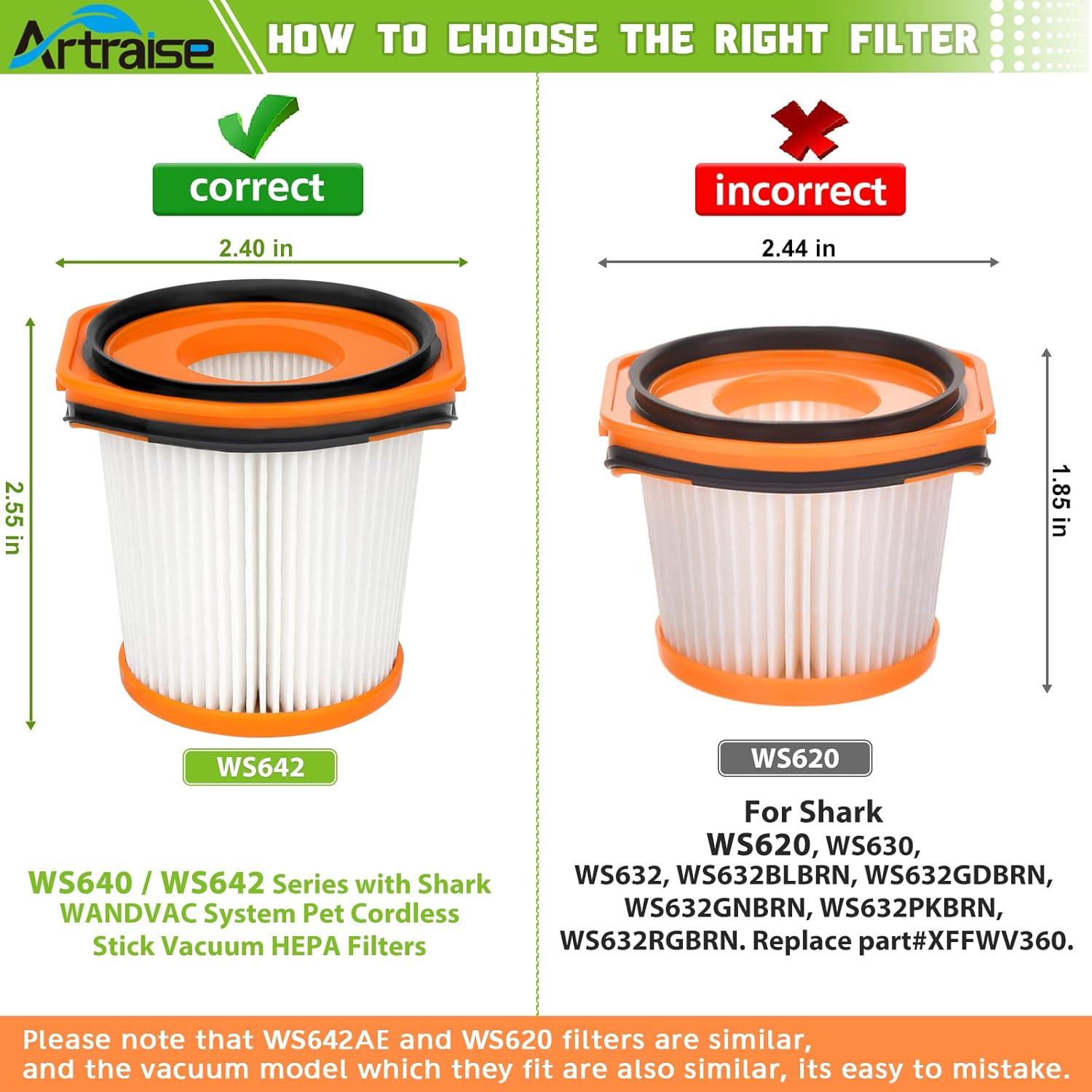 Filtros de Reemplazo Artraise WS642AE para Aspiradora Shark