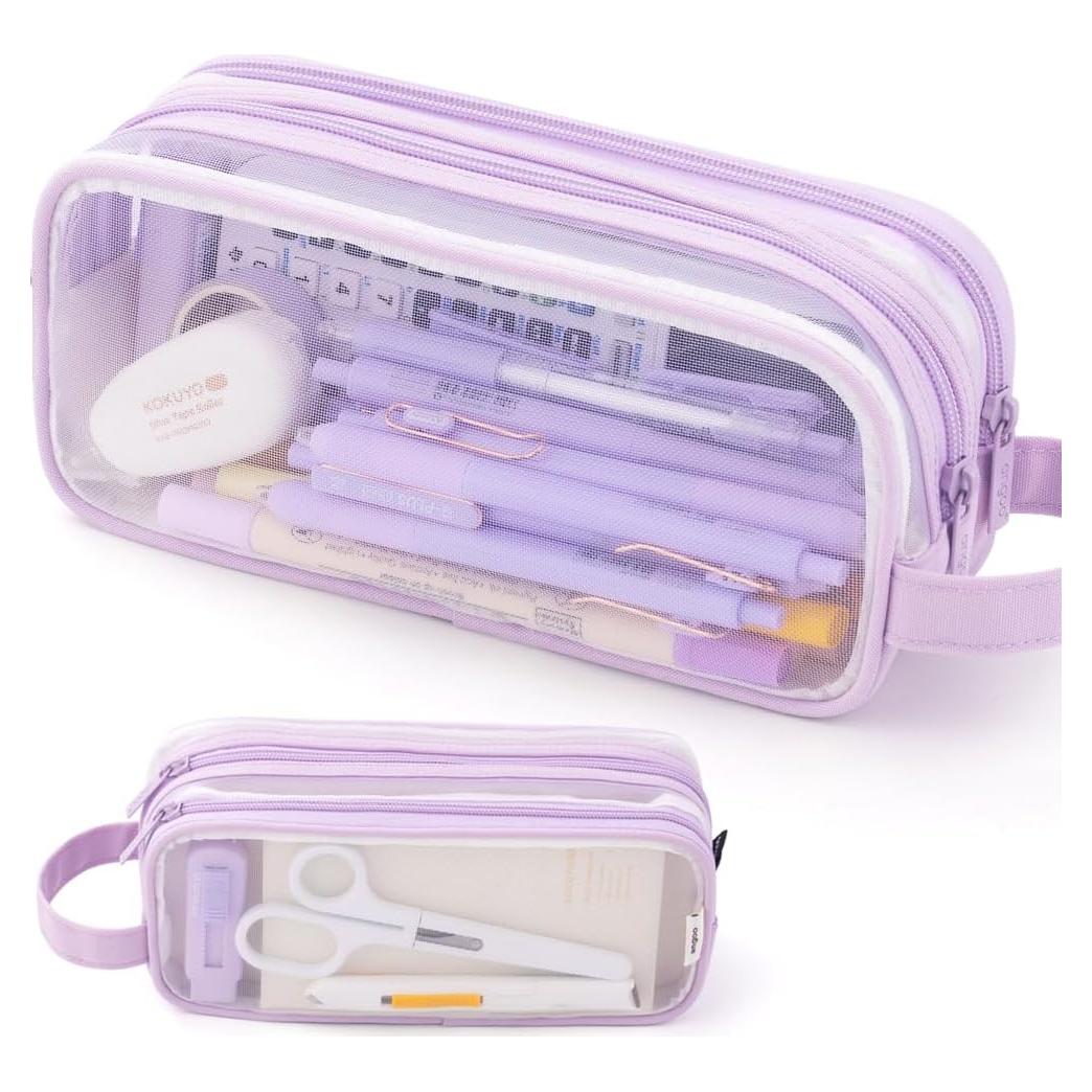 Estuche de Lápiz ANGOOBABY Grande 2 Compartimentos Púrpura