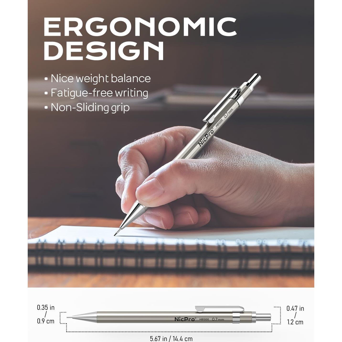 Lápiz Mecánico Nicpro MB1000 0.7mm con Estuche y Repuestos