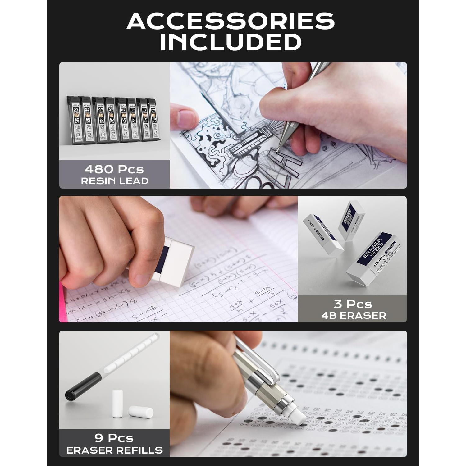 Lápiz Mecánico Nicpro MB1000 0.7mm con Estuche y Repuestos